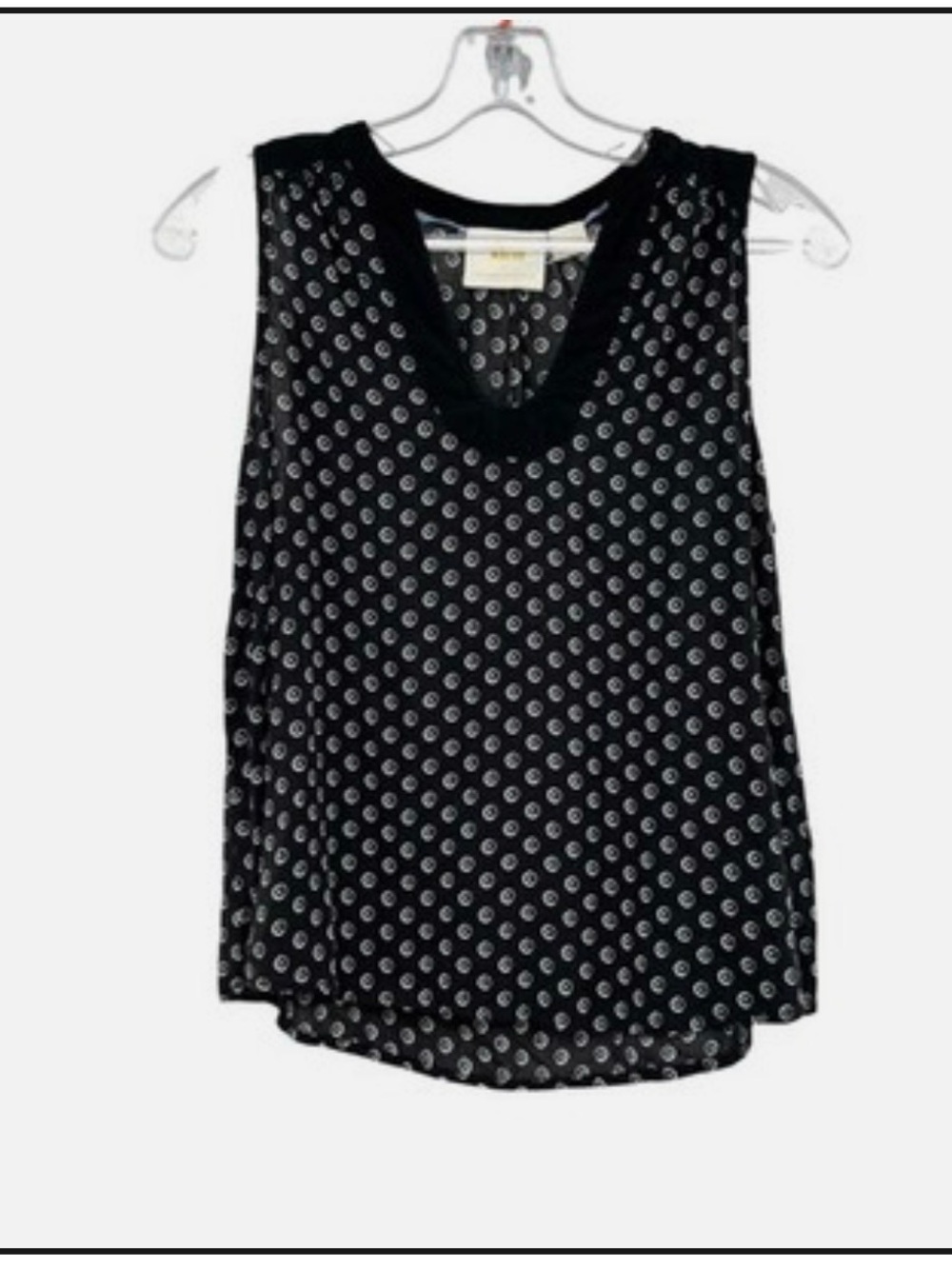 Women’s Anthropologie Sleeveless Black Polka Dot V-Neck Top. 20w.NWT